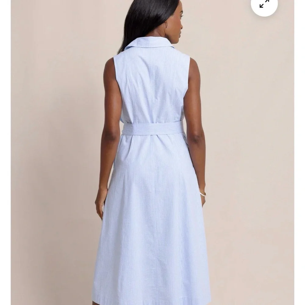 Southern Tide Light Blue Sleeveless Midi Shirt Dress - Picture 3 of 8